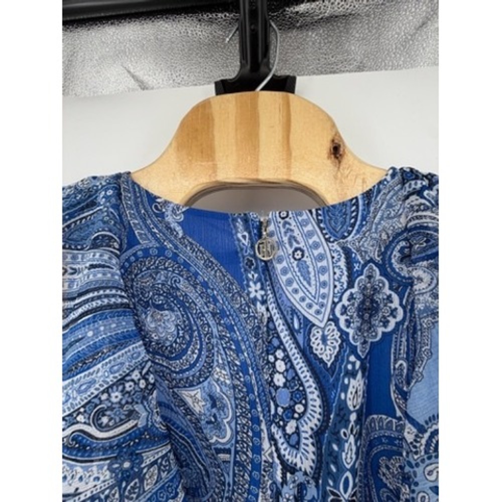 Tommy Hilfiger Blue Paisley Ruffle Tiered Dress Sleeveless V-Neck TDSNOW0806 10 - Picture 4 of 7